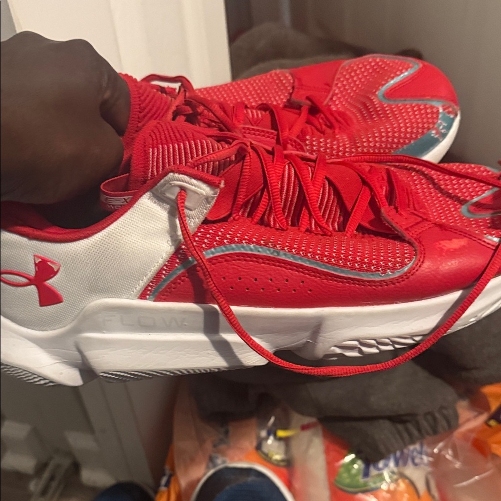 Under Armour Kids Red and White Athletic Sneakers